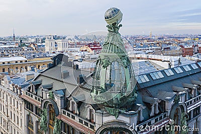 ST. PETERSBURG, RUSSIA - MARCH, 2019: Aerial view of the building of the Company Zinger, the Nevsky avenue Stock Photo