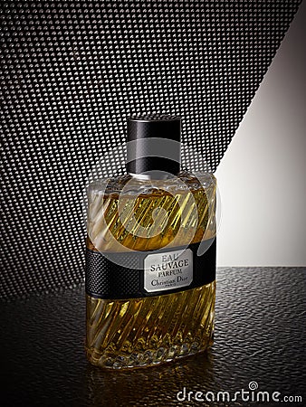 Bottle of cologne Eau Sauvage Parfum. Christian Dior Editorial Stock Photo