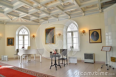 Interior piano white hall Priory Chapel at Gatchina Editorial Stock Photo