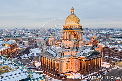 ST. PETERSBURG, RUSSIA - MARCH, 2019: St Isaac cathedral in Saint Petersburg, Russia, is the biggest christian orthodox church in Editorial Stock Photo