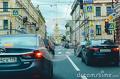 Gorokhovaya Street is one of the central streets of St. Petersburg. Russia. Russia Editorial Stock Photo