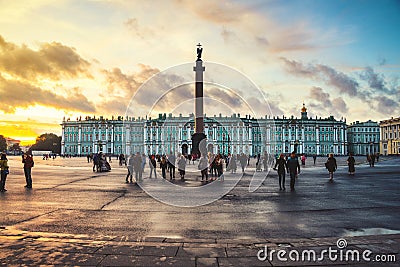 St Petersburg, Russia time-lapse at sunset Editorial Stock Photo