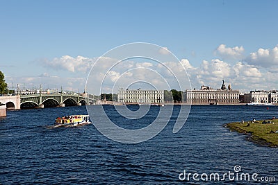 St. Petersburg, view from Peter and Paul Fortress over the Neva and the Palace Embankment Editorial Stock Photo