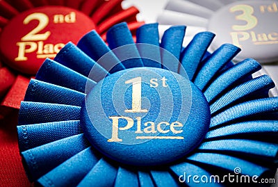 1st place winners rosette or badge Stock Photo