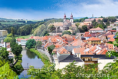 St. Procopius basilica and jewish town (UNESCO), Trebic, Vysocina, Czech republic, Europe Stock Photo