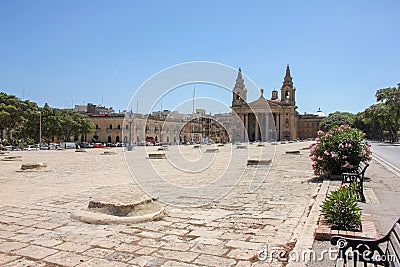 St. Publius` Square Floriana Malta Editorial Stock Photo