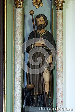 St Roch statue on the altar of St Vitus in Our Lady Chapel in Dubovec, Croatia Stock Photo