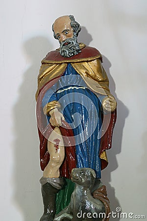 St Roch, statue on the main altar in the All Saints Church in the Bedenica, Croatia Stock Photo