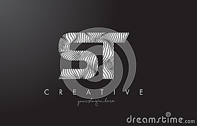 ST S T Letter Logo with Zebra Lines Texture Design Vector. Vector Illustration