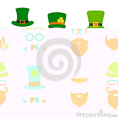 St Saint Patricks Day leprechaun hat beard Vector Illustration