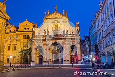 The St. Salvator Church Czech: Kostel svateho Salvatora at night Editorial Stock Photo