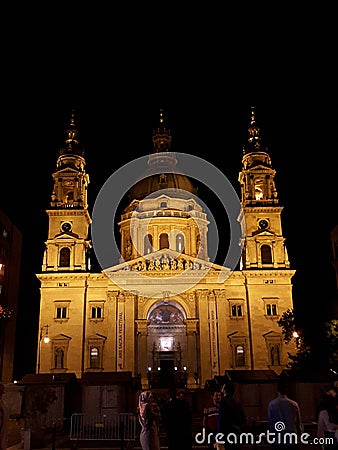 The facade of St Stephan`s Basilica in Budapest Hungary Editorial Stock Photo