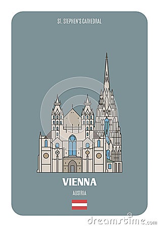 St. Stephens Cathedral in Vienna, Austria. Architectural symbols of European cities Vector Illustration