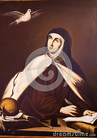 St Teresa Painting Convento de Santa Teresa Avila Castile Spain Stock Photo