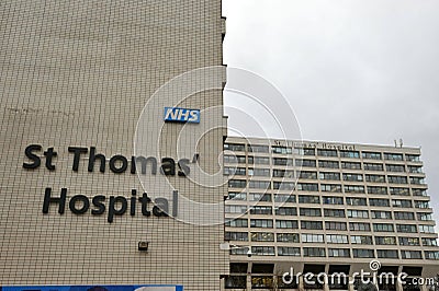 St Thomas` Hospital is a large NHS teaching hospital in Central London, England Editorial Stock Photo
