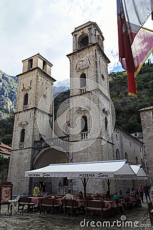 St. Trifon`s Cathedral, Kotor, Montenegro Editorial Stock Photo
