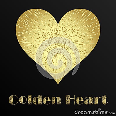 St. Valentine card of golden hearts on the dark background. Vector Illustration