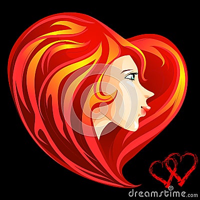 St. Valentine girl face Vector Illustration