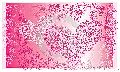 St.Valentine Love Red Heart Card II Vector Illustration