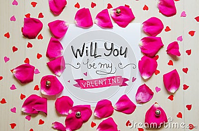 St Valentine`s Day vintage composition of greeting note Stock Photo