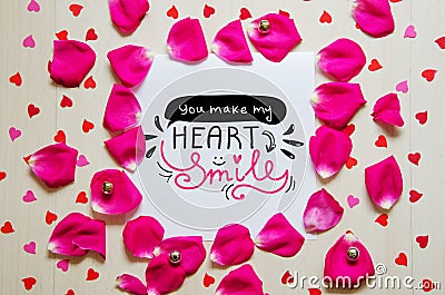 St Valentine`s Day vintage composition of greeting note Stock Photo