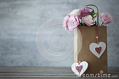 St. Valentines Day minimalistic background with flowers Stock Photo