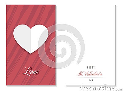 St. Valentines greeting card, paper heart, vector Vector Illustration