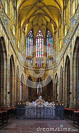 St. Vitus cathedral interior in Prague Editorial Stock Photo