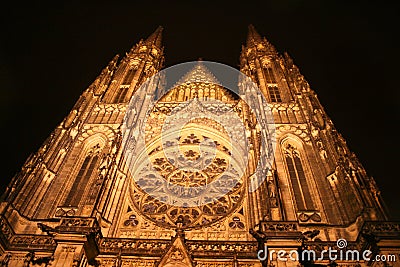 St. Vitus Cathedral at night Stock Photo