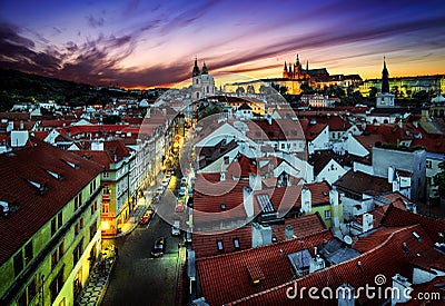 St. Vitus Cathedral and St Nicholas Church, Prague, Czech repub Stock Photo