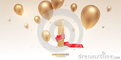 1st Year Anniversary Celebration Background Vector Illustration