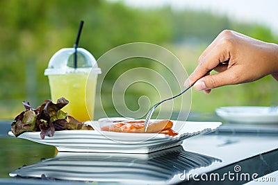 Stab the Sausages Stock Photo