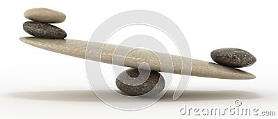 Stability scales with large and small stones Stock Photo