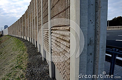 stabilization of slopes by hydro sowing. mixture of wood pulp and Editorial Stock Photo