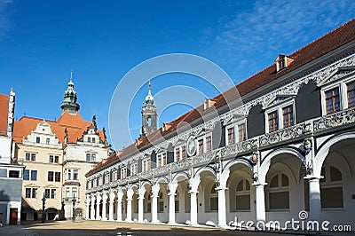 The stable courtyard and the Langer Gang Stock Photo