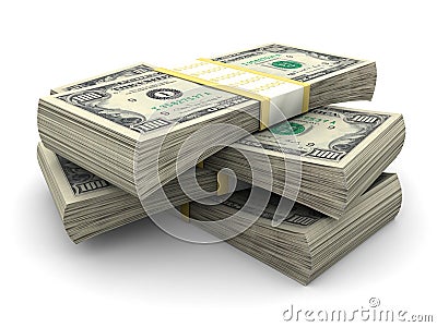 Stack of $100 bills Stock Photo