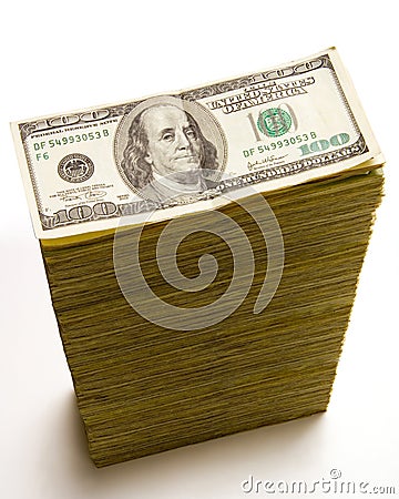 Stack of 100 dollar bills Stock Photo