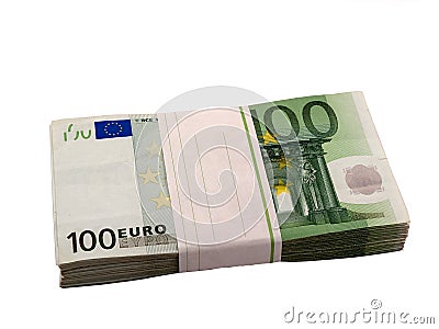 Stack of 100 Euros Stock Photo