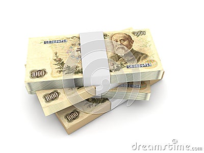 Stack of 1000 yen bills Stock Photo