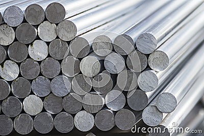 Stack of aluminum rounds Stock Photo