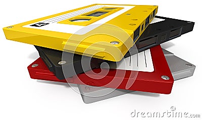 Stack Of Audio Cassette Tape Stock Photo