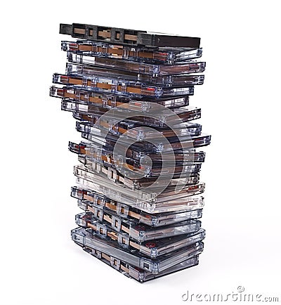 Stack audio cassettes Stock Photo