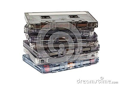 Stack of audio cassettes Stock Photo