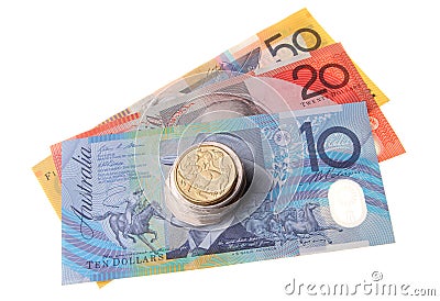 Australian coins and bank notes Stock Photo