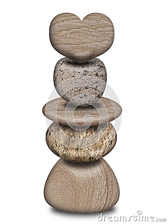 Stack of Balanced Rocks with Heart Stock Photo