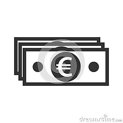 Stack of banknotes with euro sign Vector Illustration