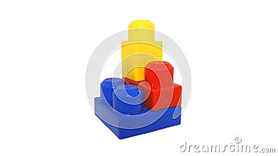 A stack of big lego with red, yellow, and blue color Stock Photo