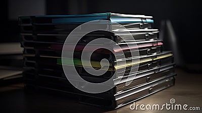 A stack of binders with dividers and folders inside high, 3d realisitic Stock Photo