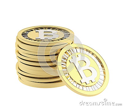 Stack of bitcoin currency coins Stock Photo