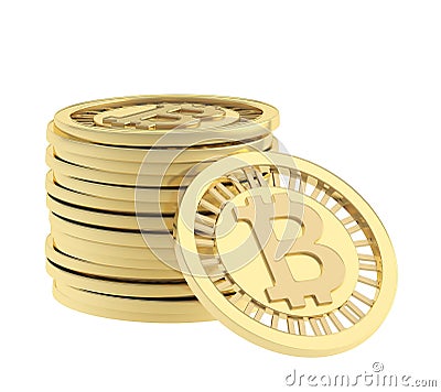 Stack of bitcoin currency coins Stock Photo